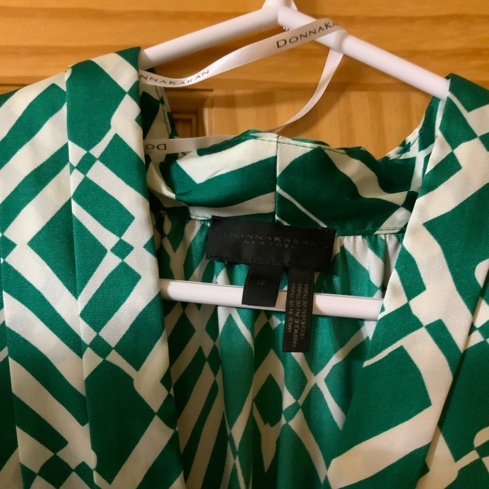 Donna Karan Emerald and White Patterned Dress